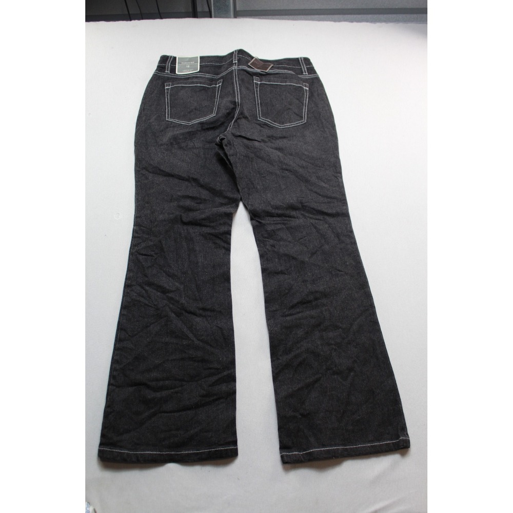 Ann Taylor Jeans Women 12 Black NEW Curvy Fit Bootcut Contrast Stitch